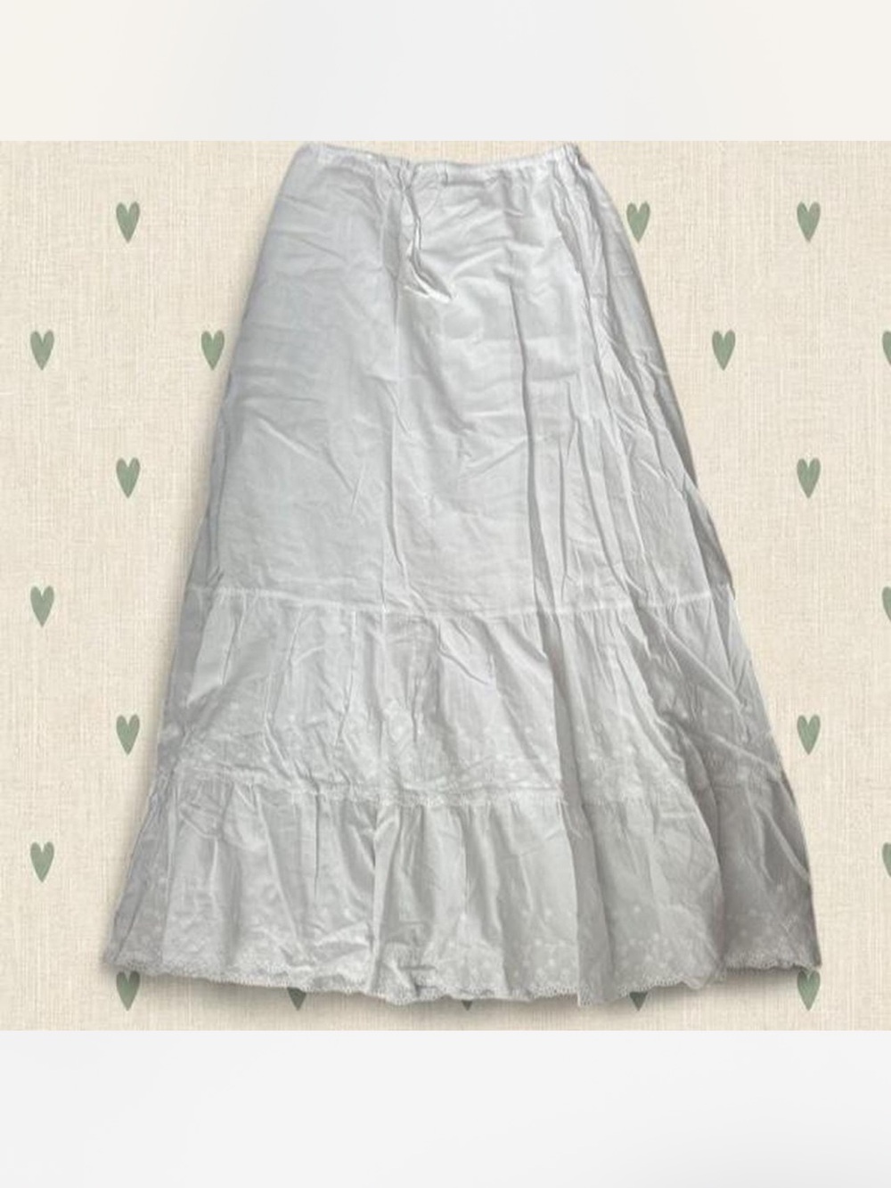 Brandy Melville White Tiered Maxi Skirt with Lace Trim